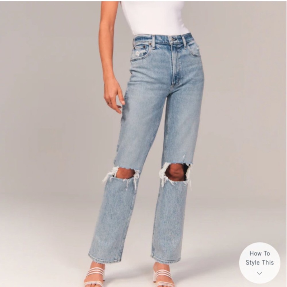 Abercrombie & Fitch Womens 90s Ultra High Rise Straight Jeans